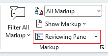 Reviewing pane option on ribbon in Word